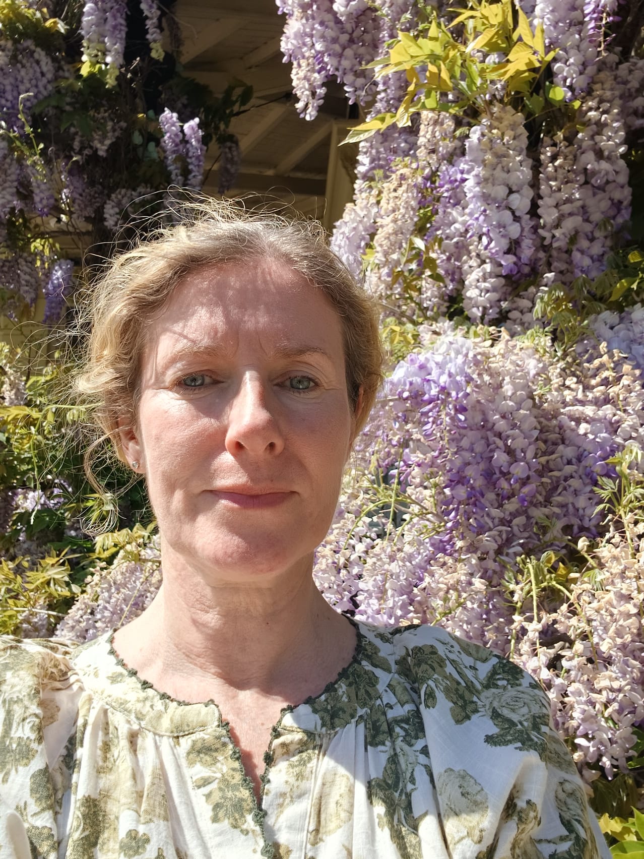 Katharine Gailard, photographed under wisteria